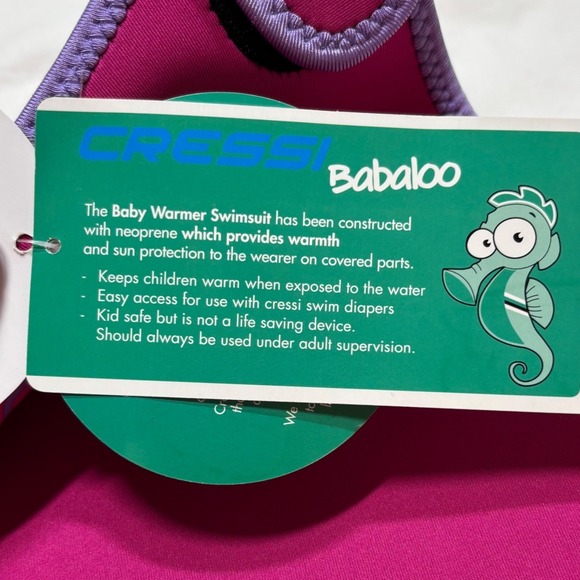 Cressi Baby Warmer Swimsuit 18-24 Months Neoprene Pink Purple Seahorse NWT - Picture 9 of 9